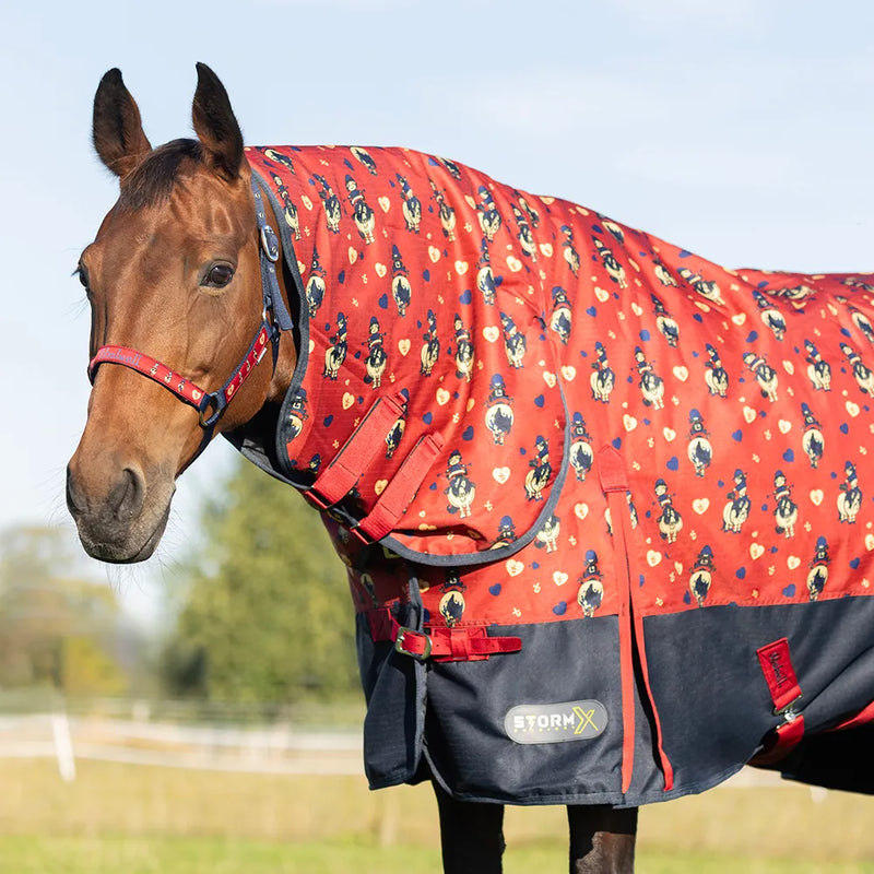 StormX Original 200 Combi Turnout Rug - Thelwell Collection Balancing Act - Red/Navy