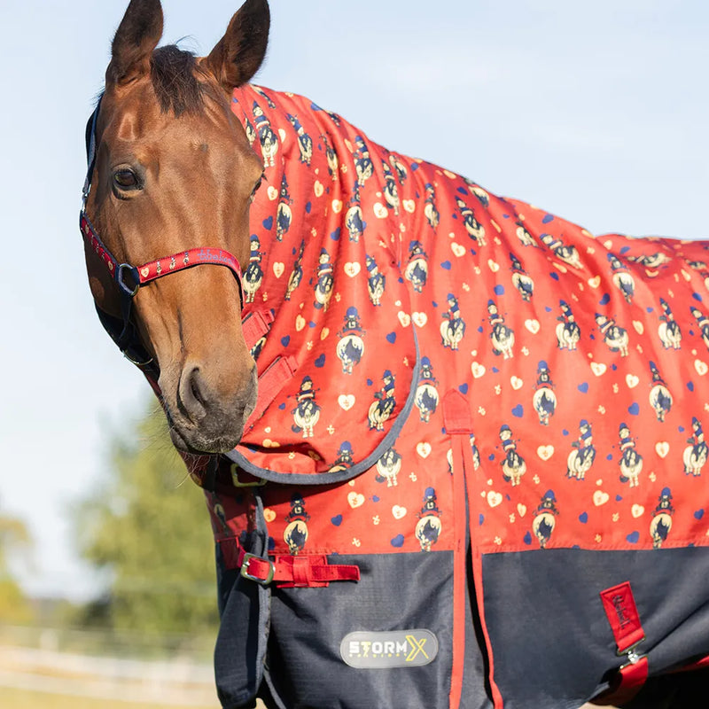 StormX Original 200 Combi Turnout Rug - Thelwell Collection Balancing Act - Red/Navy