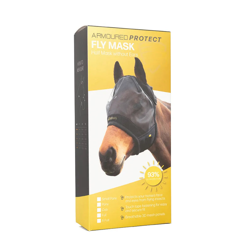 Hy Equestrian Armoured Protect Half Mask without Ears - Black