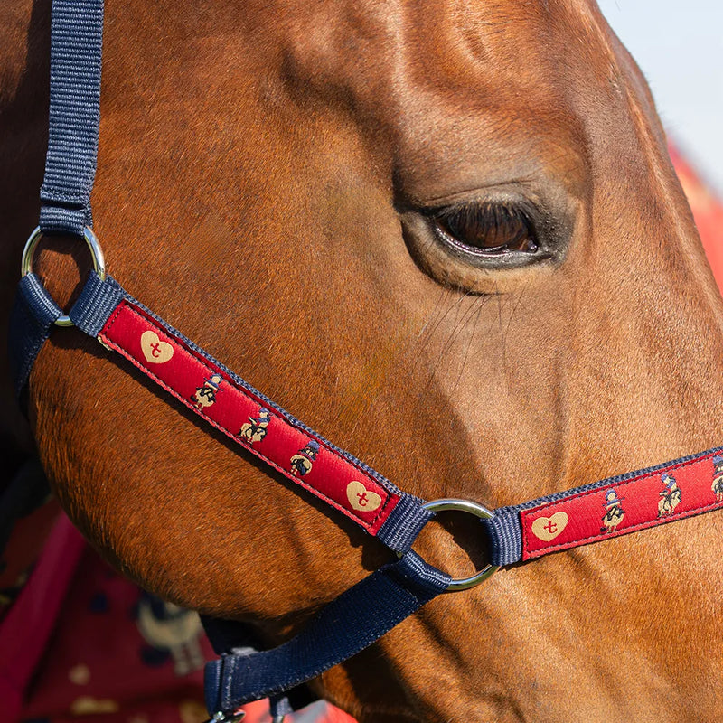 Hy Equestrian Thelwell Collection Balancing Act Head Collar & Lead Rope - Red/Navy