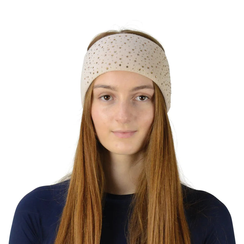 Hy Equestrian Alaska Diamante Headband - Beige/Gold