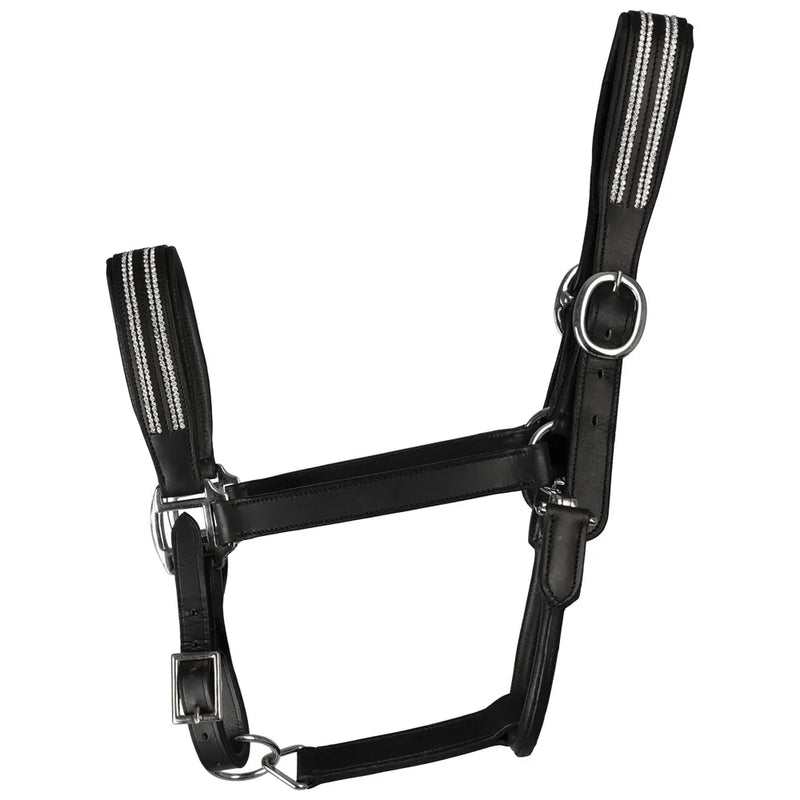 Hy Equestrian Anodize Leather Head Collar - Black/Silver