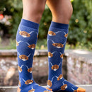 Bartleby Funky Welly Socks Ladies Highland Cow - Size 4 - 8