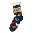  Bartleby Funky Sherpa Socks Ladies Colourful Chicken - Size 4 - 8