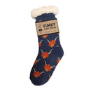  Bartleby Funky Sherpa Socks Ladies Highland Cow - Size 4 - 8