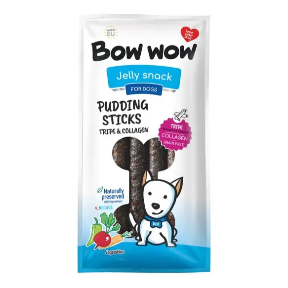 Bow Wow Pudding Sticks - Tripe & Collagen Caramel Flavour (Black)