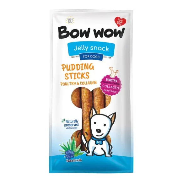 Bow Wow Pudding Sticks - Poultry & Collagen Chicken Flavour (Yellow)