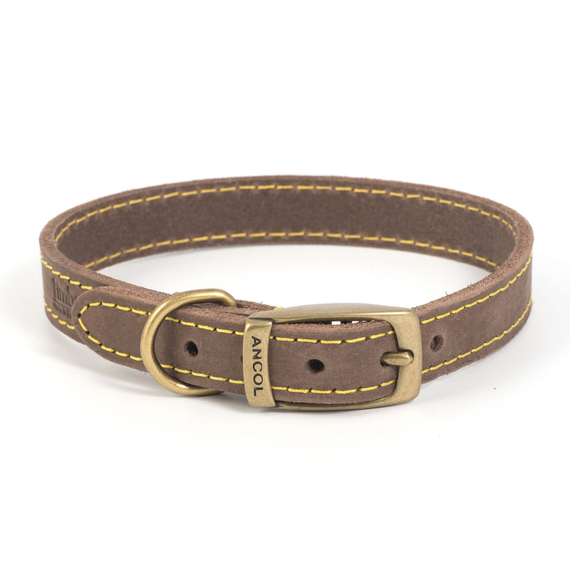 ancol-timberwolf-leather-collar-sable