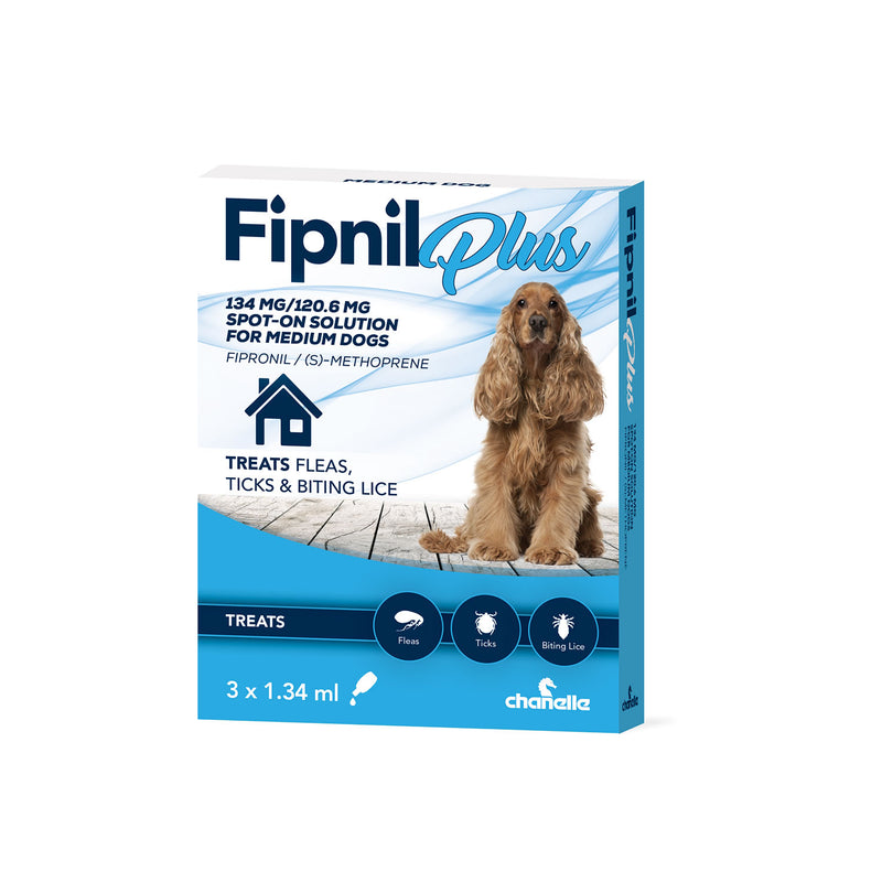 Chanelle Fipnil Plus Spot-On for Medium Dogs 10-20kg - 3 Pipettes