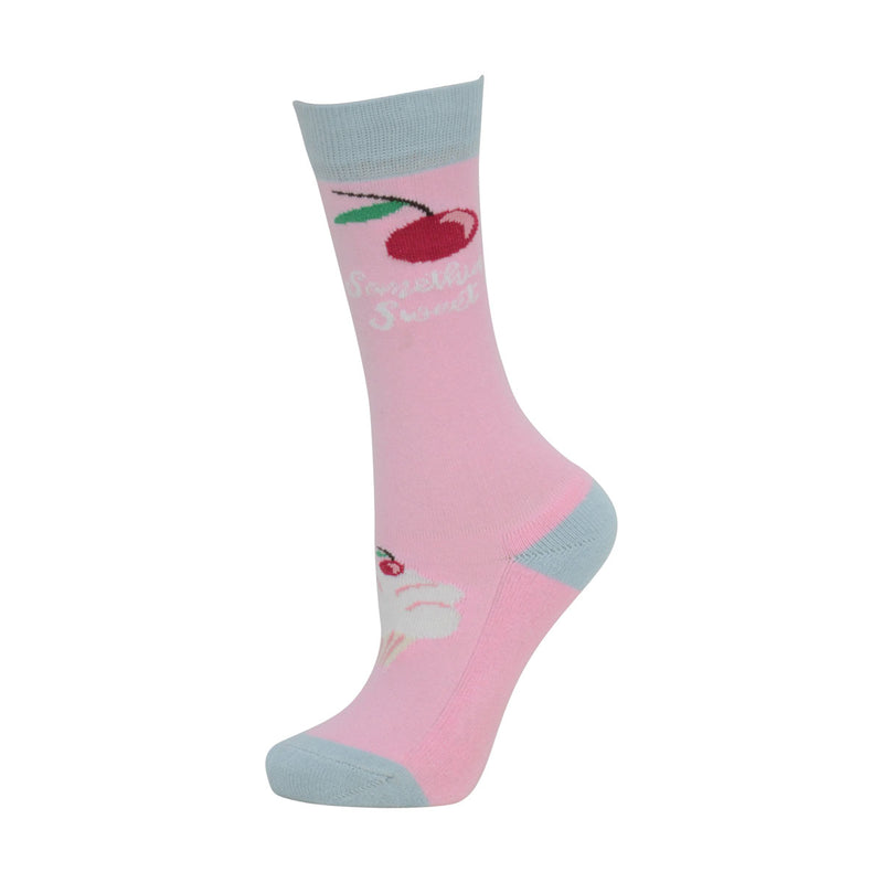 hyfashion cupcake socks (pack of 3) blue tint/pink icing