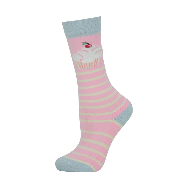 hyfashion cupcake socks (pack of 3) blue tint/pink icing