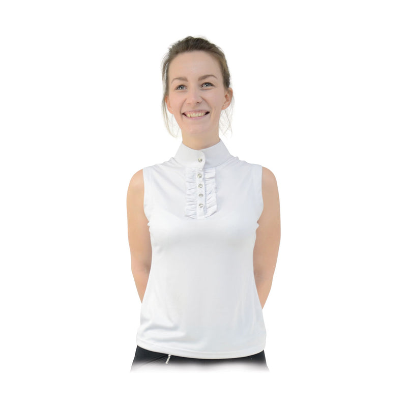 Hyfashion Katherine Ruffle Sleeveless Show Shirt- White