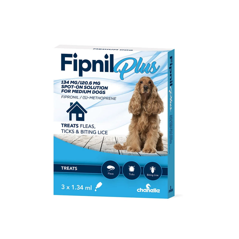 Chanelle Fipnil Plus Spot-On for Medium Dogs 10-20kg - 3 Pipettes - Jalex Pet Products 