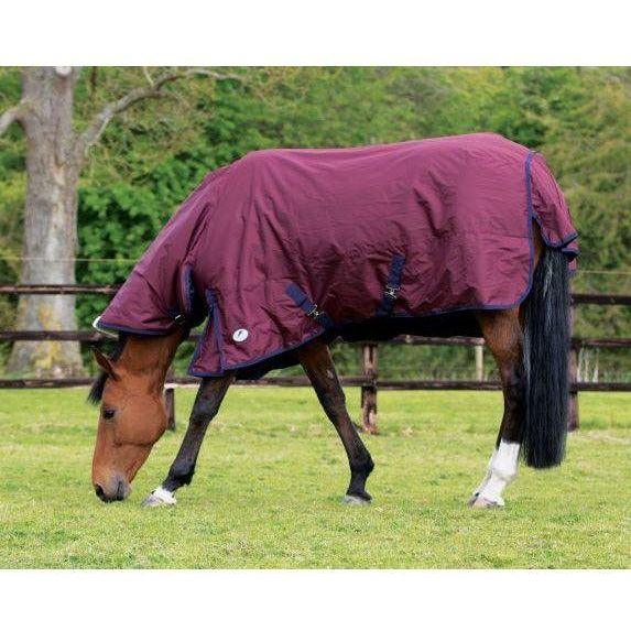 JHL Essential Heavy Weight Combo Turnout Rug - Burgundy/Navy - Jalex Pet Products 