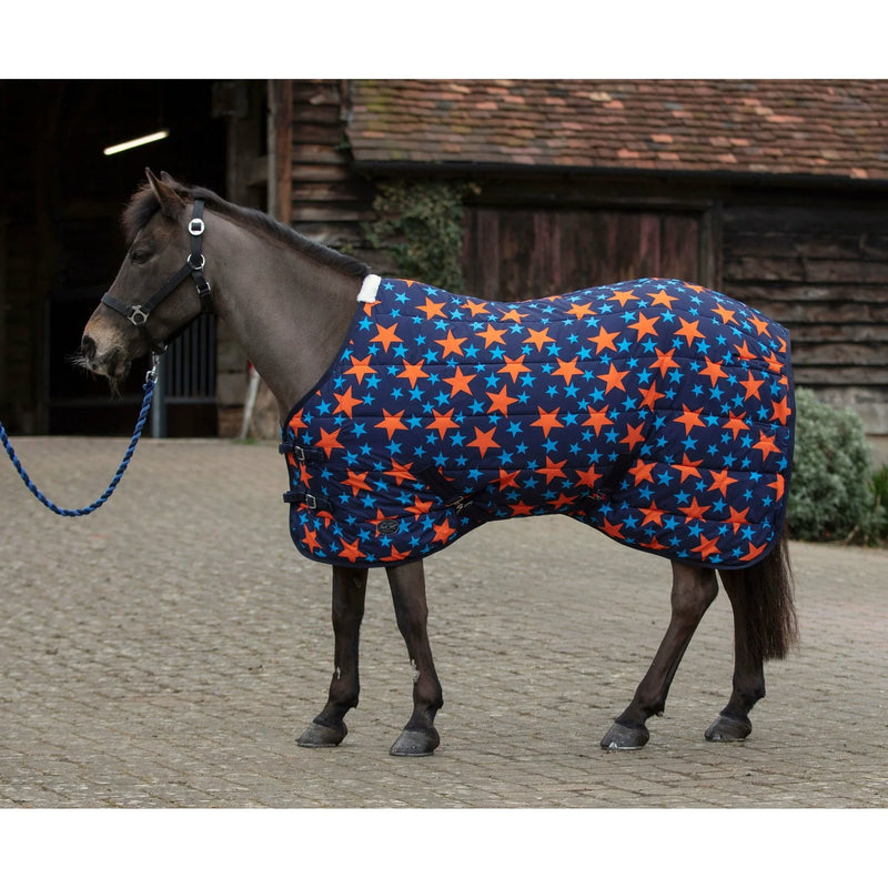 Mark Todd Medium Weight Pony Stable Rug Navy/Orange stars - Jalex Pet Products 