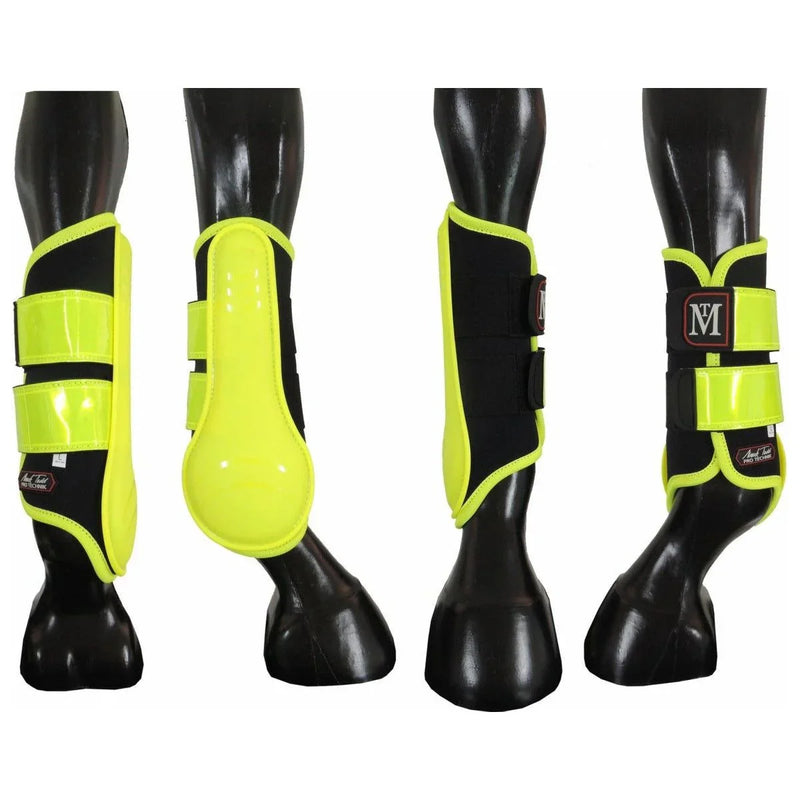 Mark Todd Reflective Brushing Boots - Black/Yellow - Jalex Pet Products 