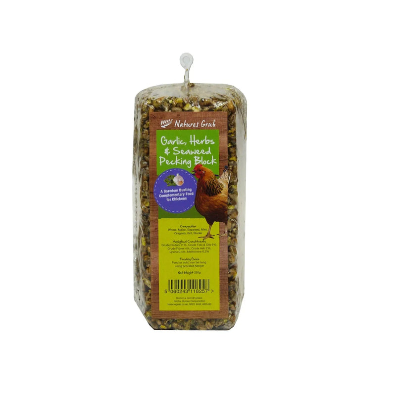 Nature's Grub Garlic, Herbs & Seaweed Pecking Block - 280 Gm - Jalex Pet Products 